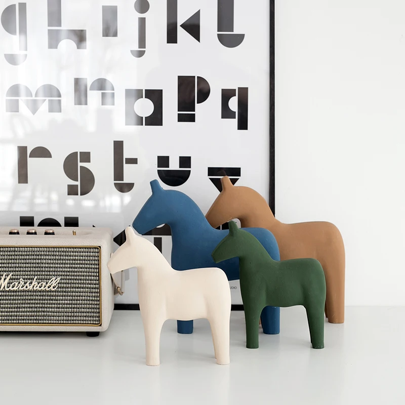 Home Office Work Table - Ornamenti di Cavalli in Legno Stile