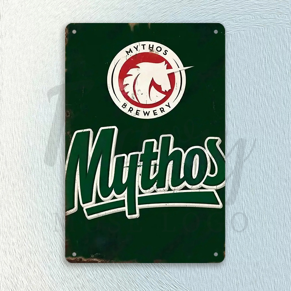 Home Office Logo - Targa in metallo vintage Mythos Brewery